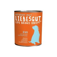 Nassfutter Liebesgut Naturkost Adult Rind mit Zucchini und Reisflocken