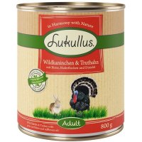 Nassfutter Lukullus Wildkaninchen & Truthahn mit Birne, Haferflocken und Schwarzkümmelöl