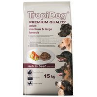 Trockenfutter TropiDog Premium Adult Medium & Large Breeds - with Beef & Rice