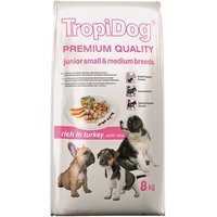 Trockenfutter TropiDog Premium Junior Small & Medium Breeds Turkey & Rice